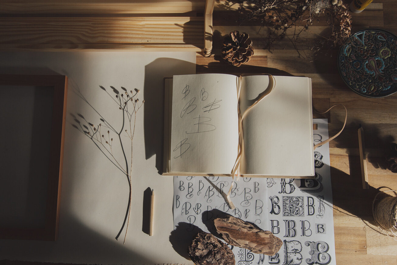 Creative concept of calligraphy writing of letter